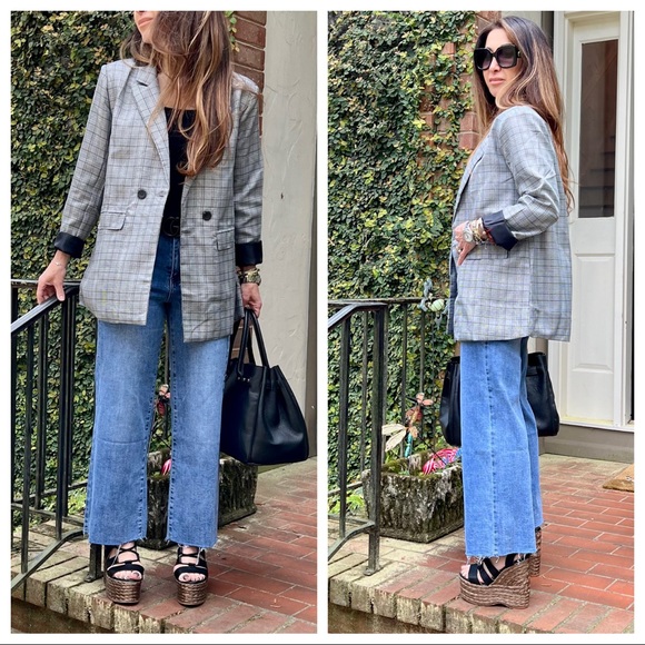 From Paris France! Fabulous plaid jacket with shoulder pads - Picture 6 of 10